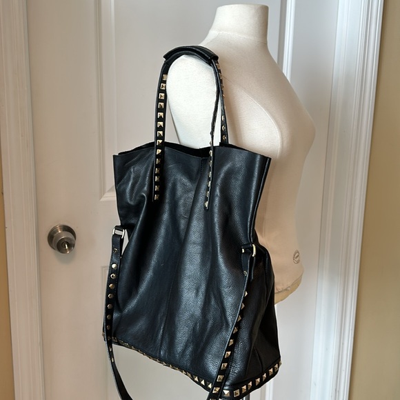 Zara black leather studded tote bag - Picture 12 of 14